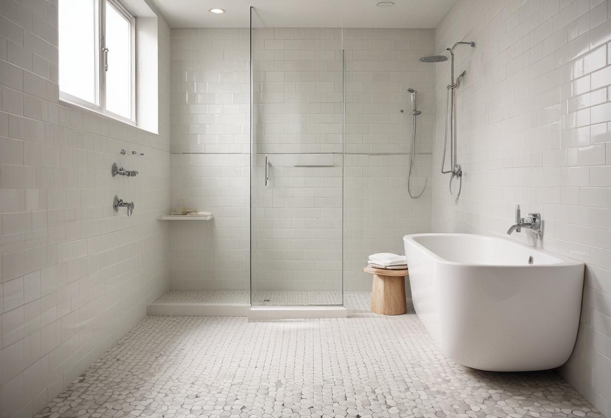 what size tiles for small bathroom floor. Big or Little?